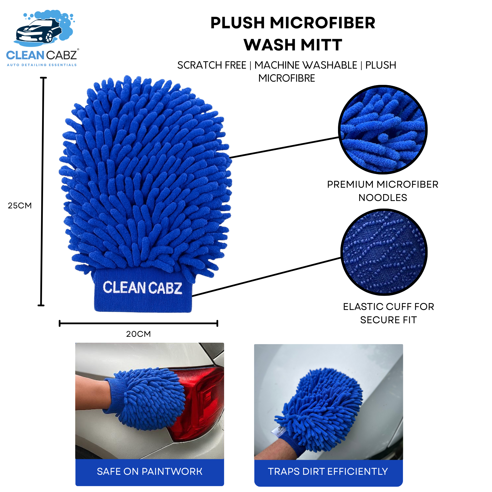 CleanCabz® Premium 2x Professional Car Wash Mitts