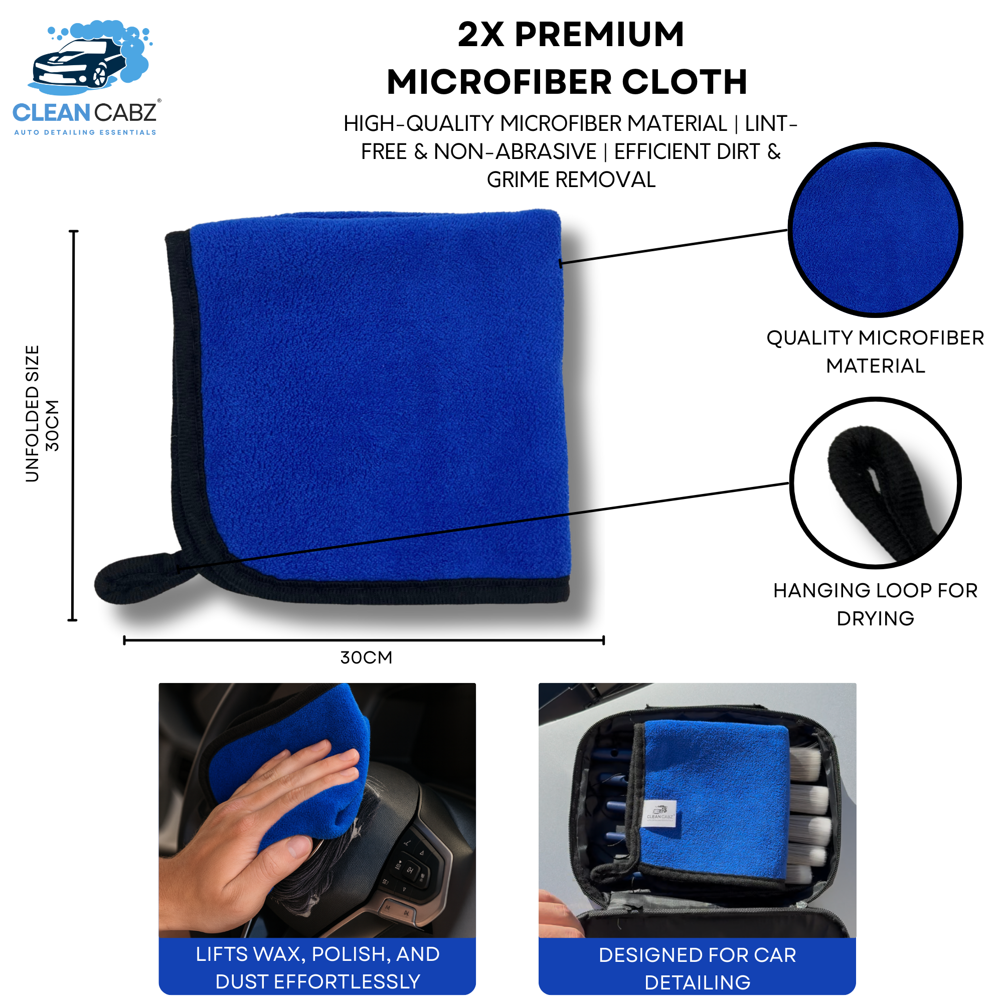 CleanCabz® Premium 9 Piece Car Cleaning Kit - *FREE Storage Bag*
