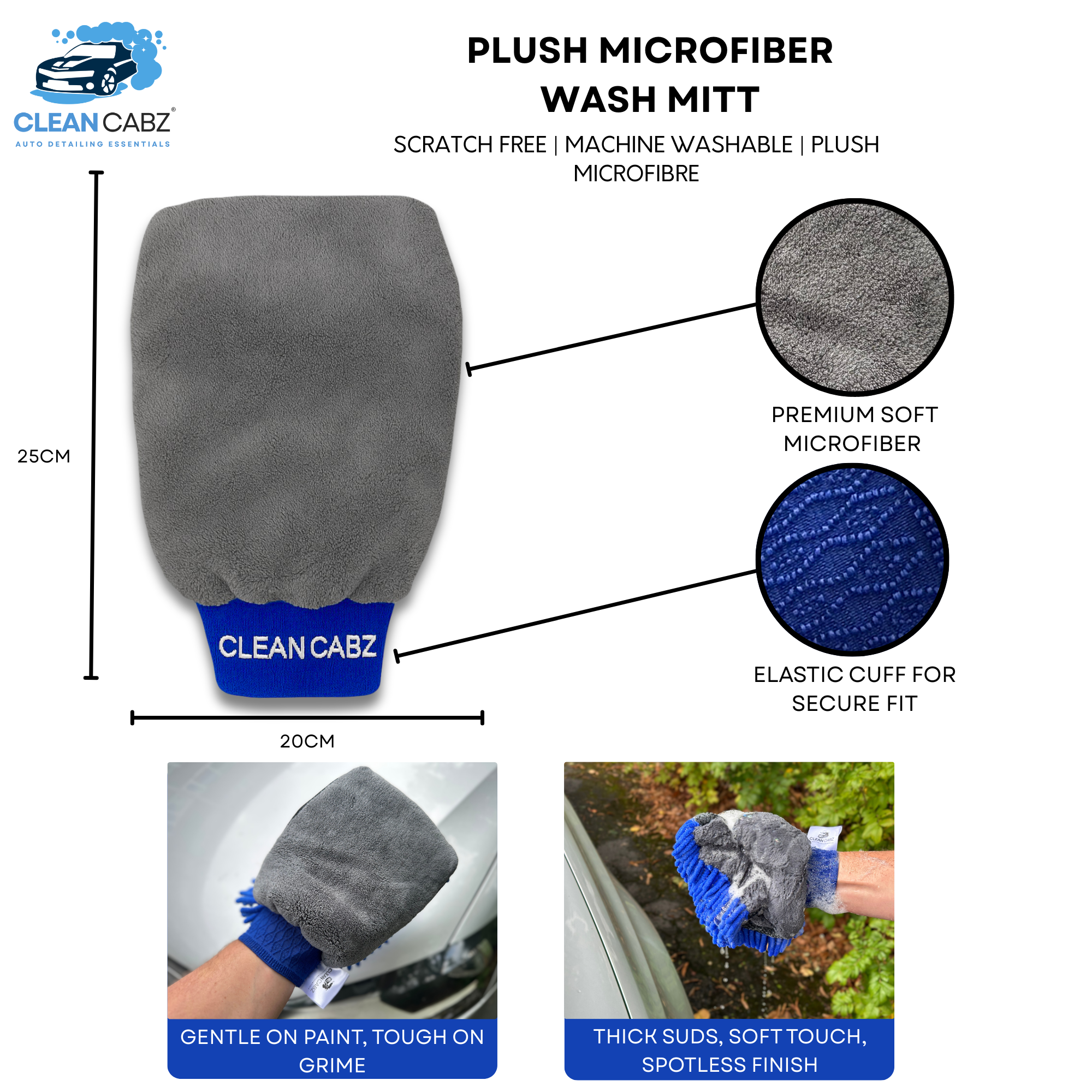 CleanCabz® Premium 2x Professional Car Wash Mitts