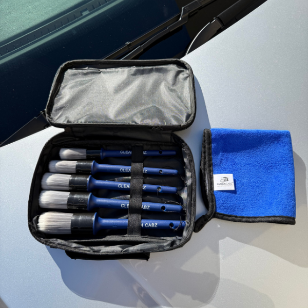 CleanCabz® Premium 7 Piece Car Detailing Brush Kit with Microfiber Cloth