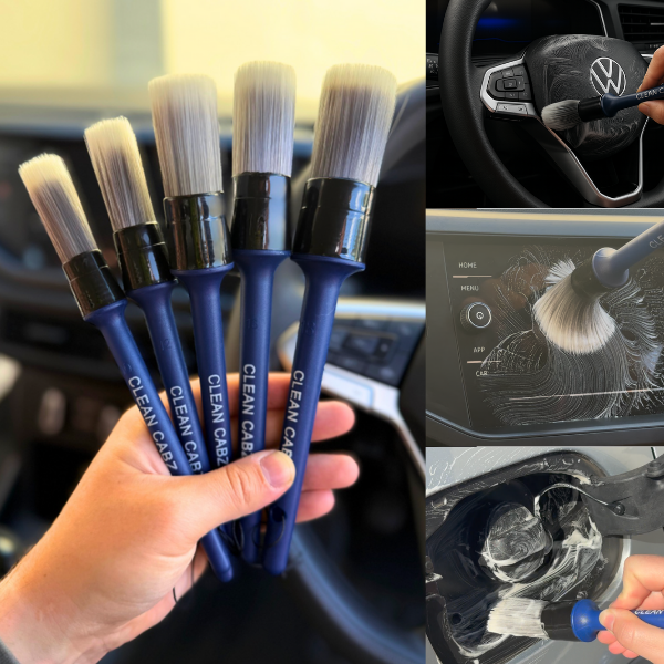 CleanCabz® Premium 7 Piece Car Detailing Brush Kit with Microfiber Cloth