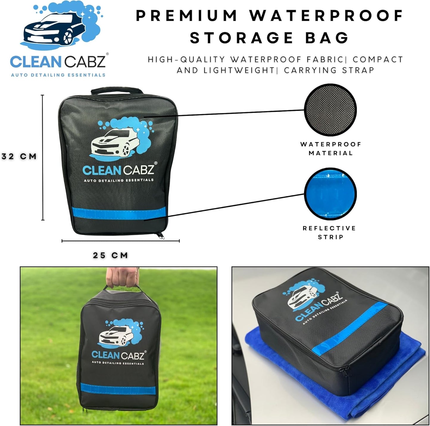 CleanCabz® Premium Car Washing Kit With Bag - 9-Piece Car Cleaning Kit