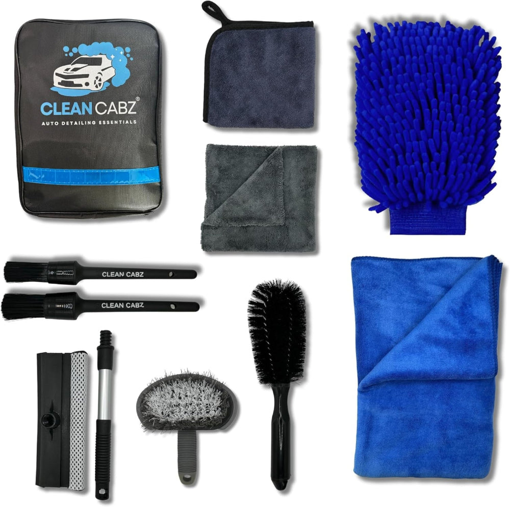 CleanCabz® Premium Car Washing Kit With Bag - 9-Piece Car Cleaning Kit