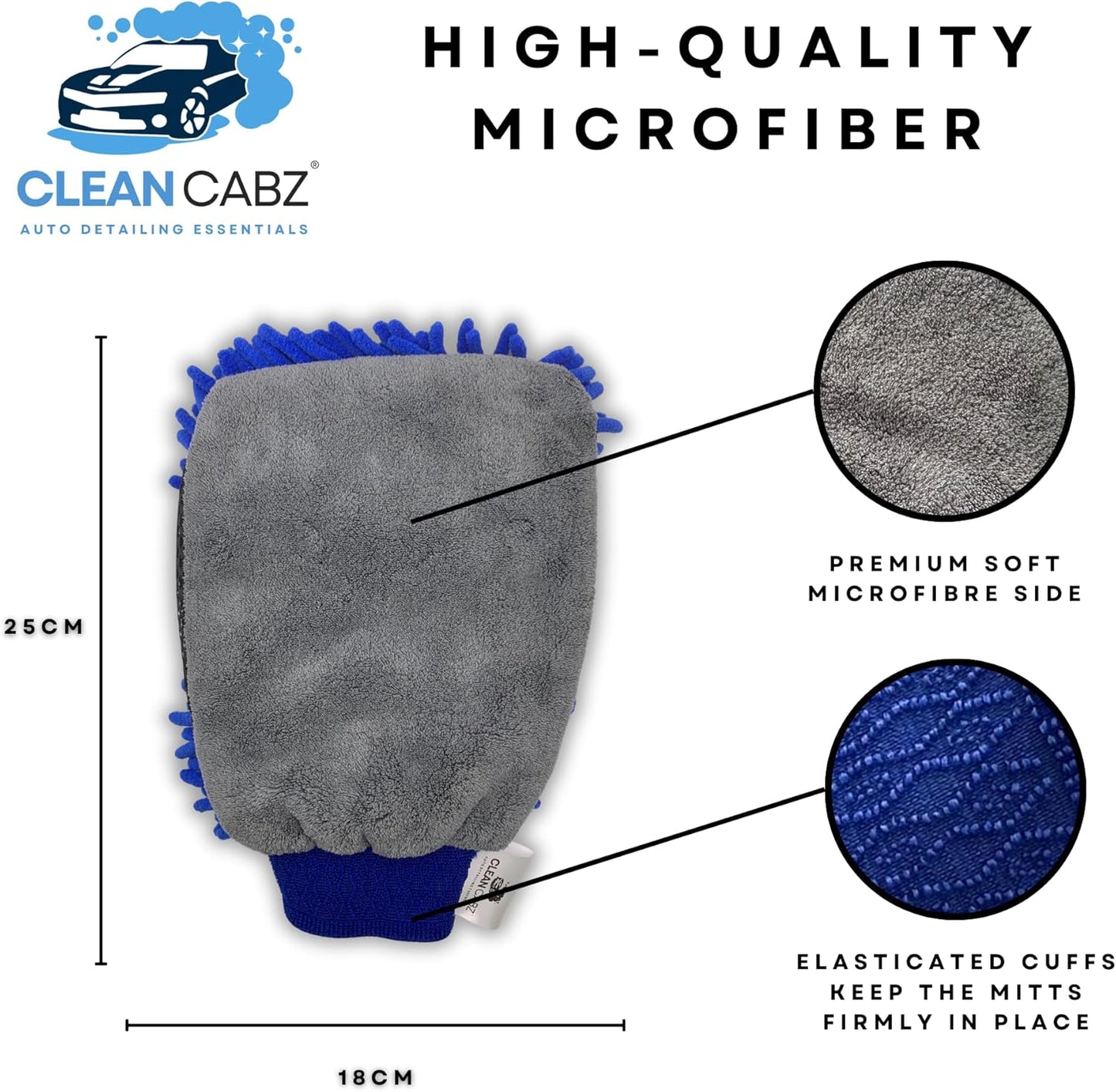 CleanCabz® Premium 2x Professional Car Wash Mitts
