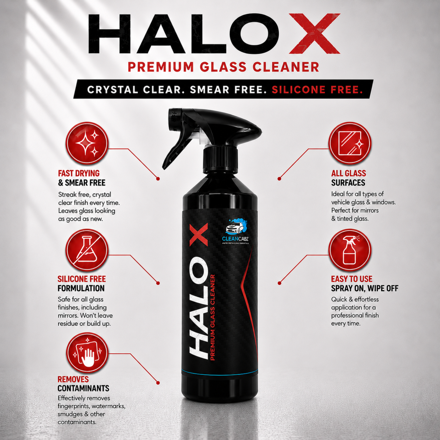 CleanCabz® Halo X Premium Glass Cleaner