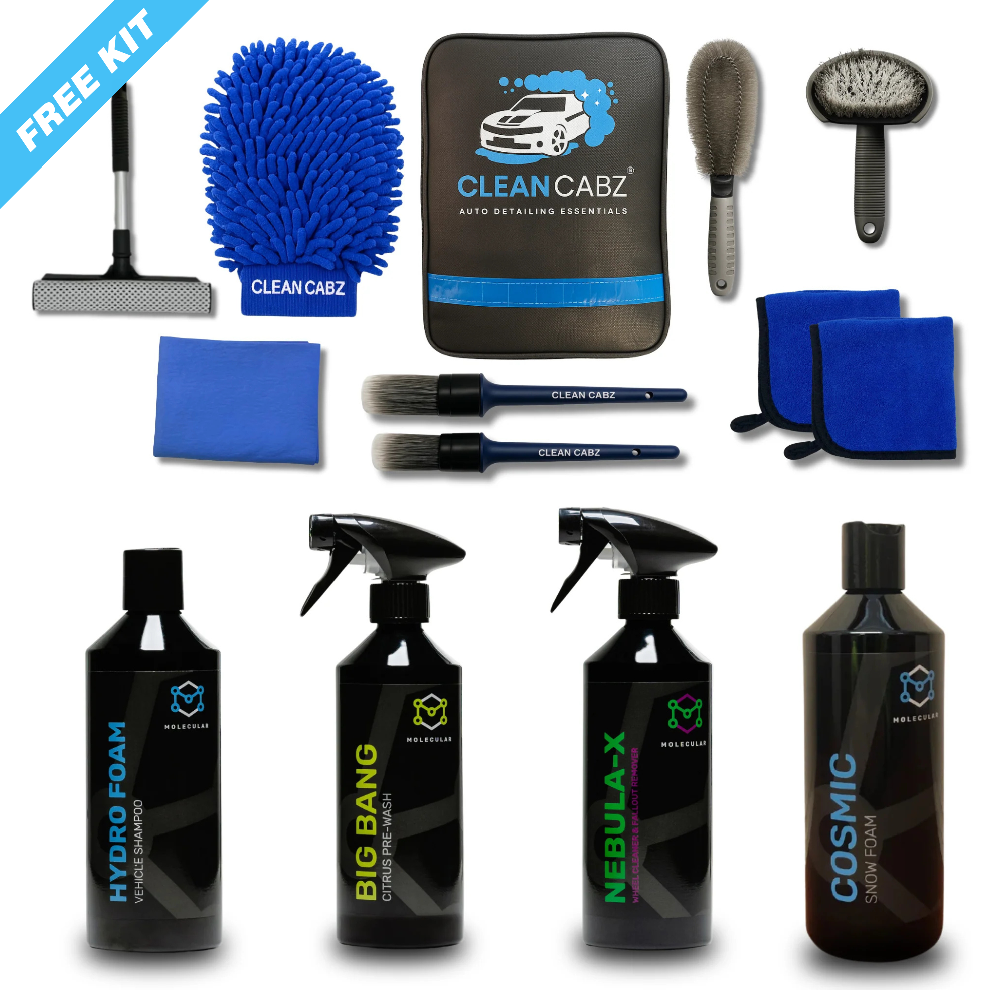 CLEAN CABZ – Gold Car Cleaning Kit Bundle + FREE Detailing Kit!